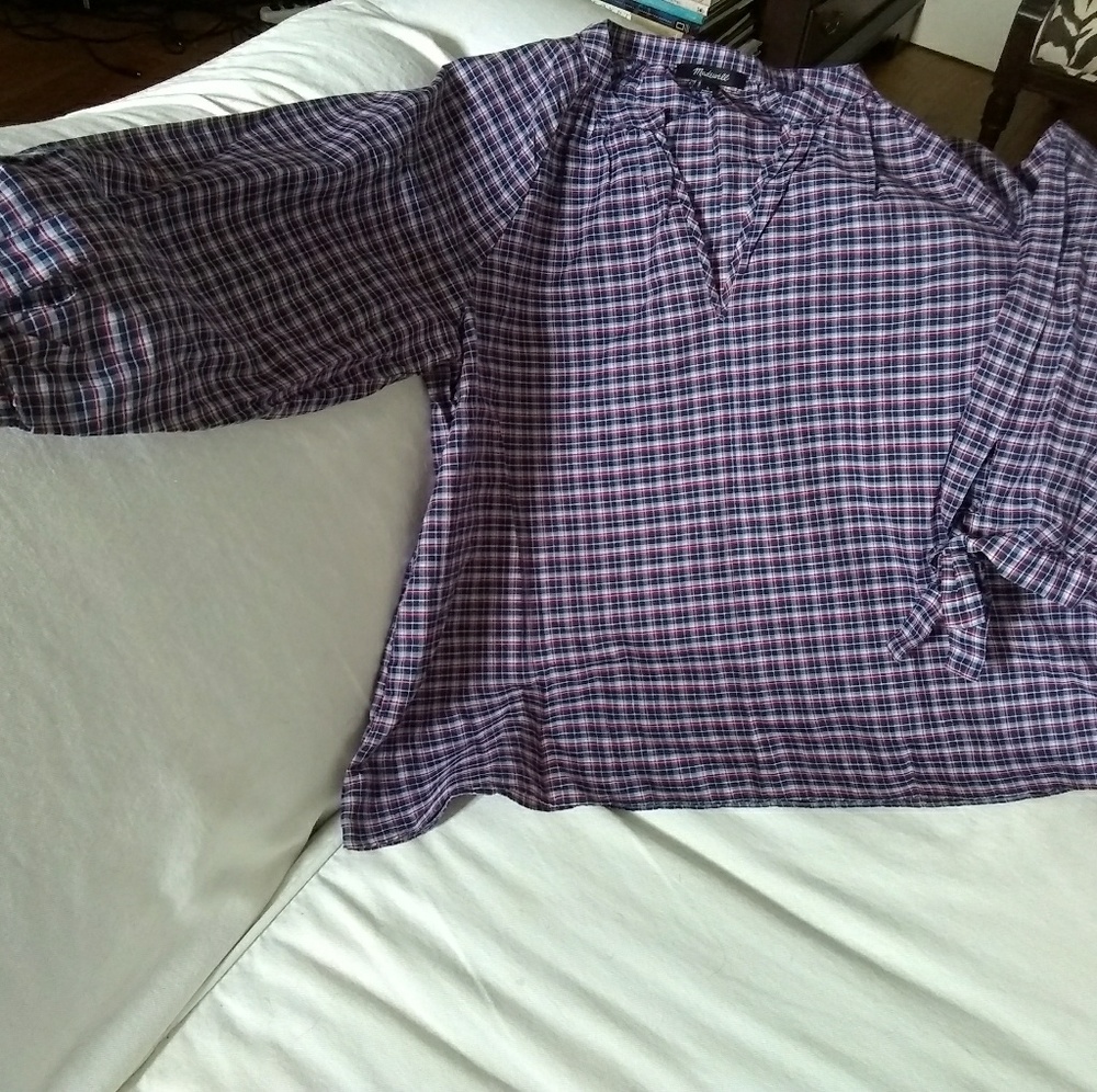 Madewell plaid popover shirt size L